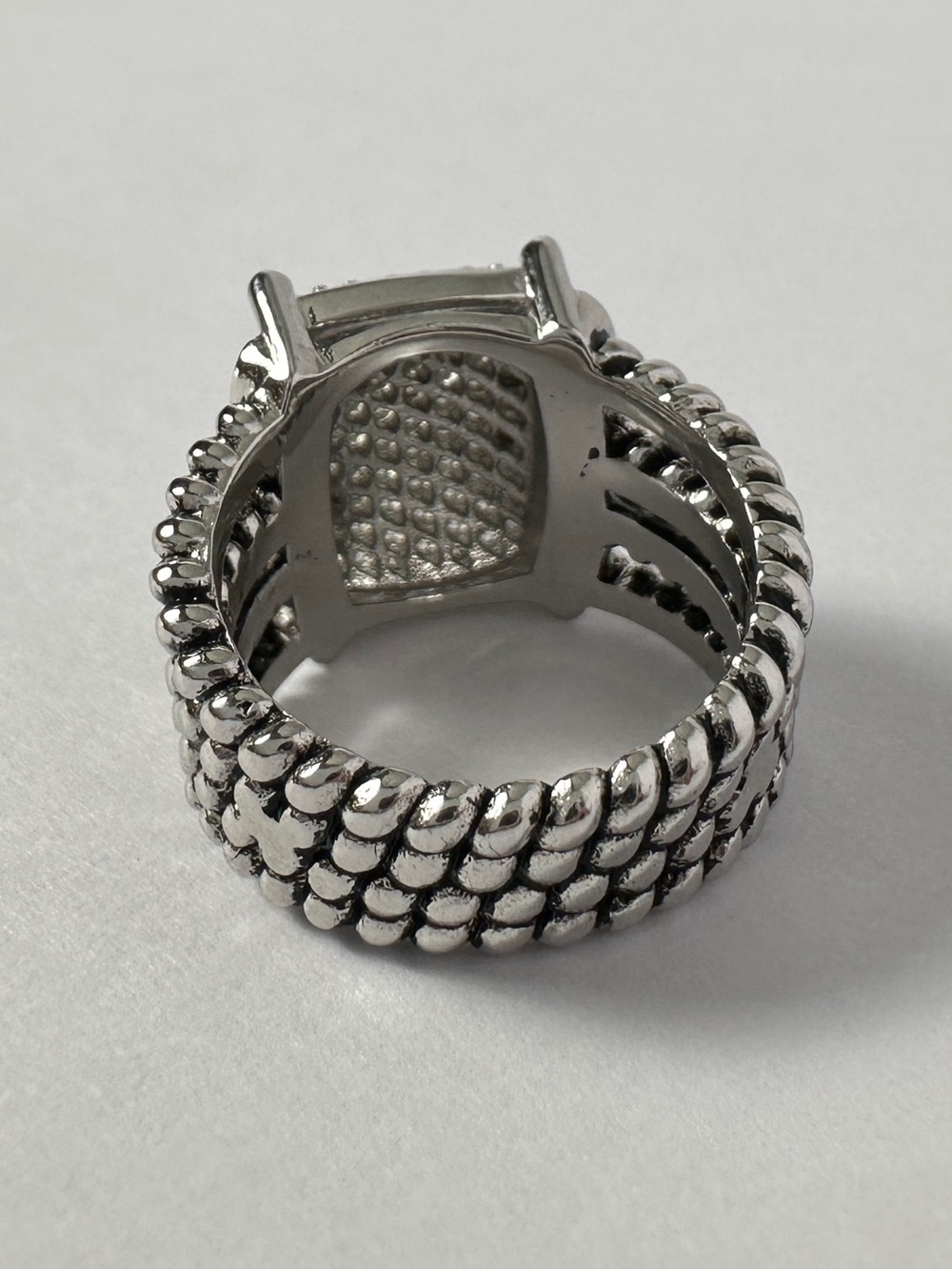 David Yurman Sterling Silver Ring with Dome Square Pave Size 7 - Picture 7 of 7